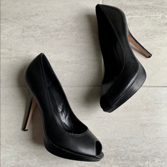 Velvet Angels Shoes - Black Peep-toe Pumps